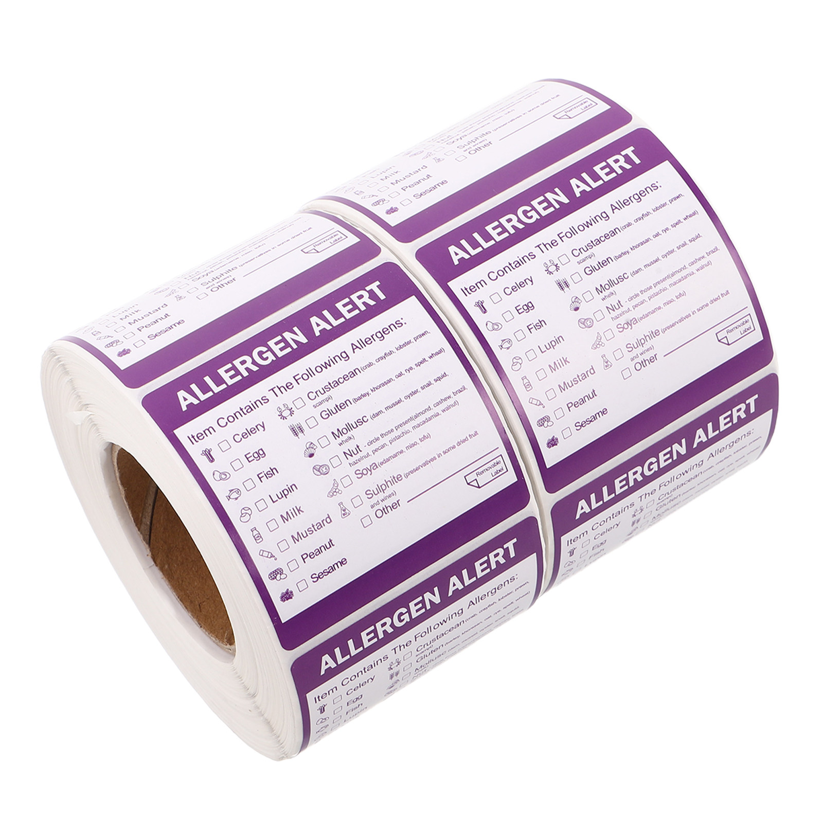 Sticker Label Roll - 2 Rolls 2 Inch Allergen Caution