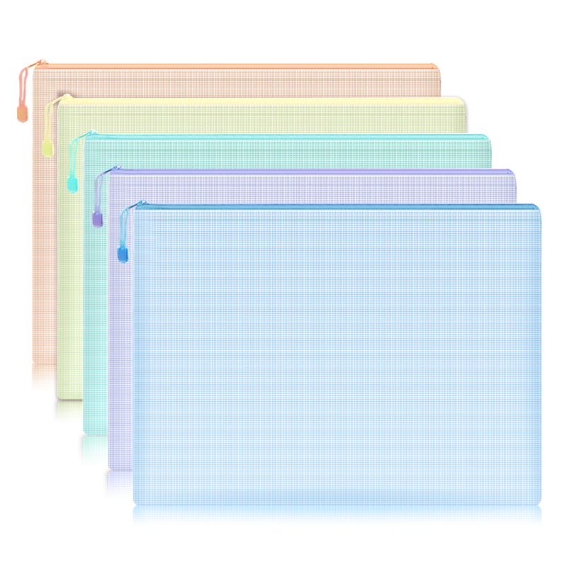 Portfolio Folder Zip - 5pcs Mesh Zipper Pouch Document Bag