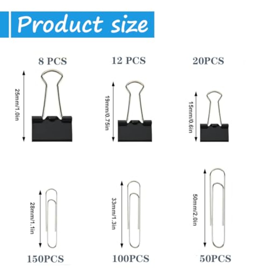 340 PCS Paper Clips and Binder – обзор и цена Binder Clip Assorted