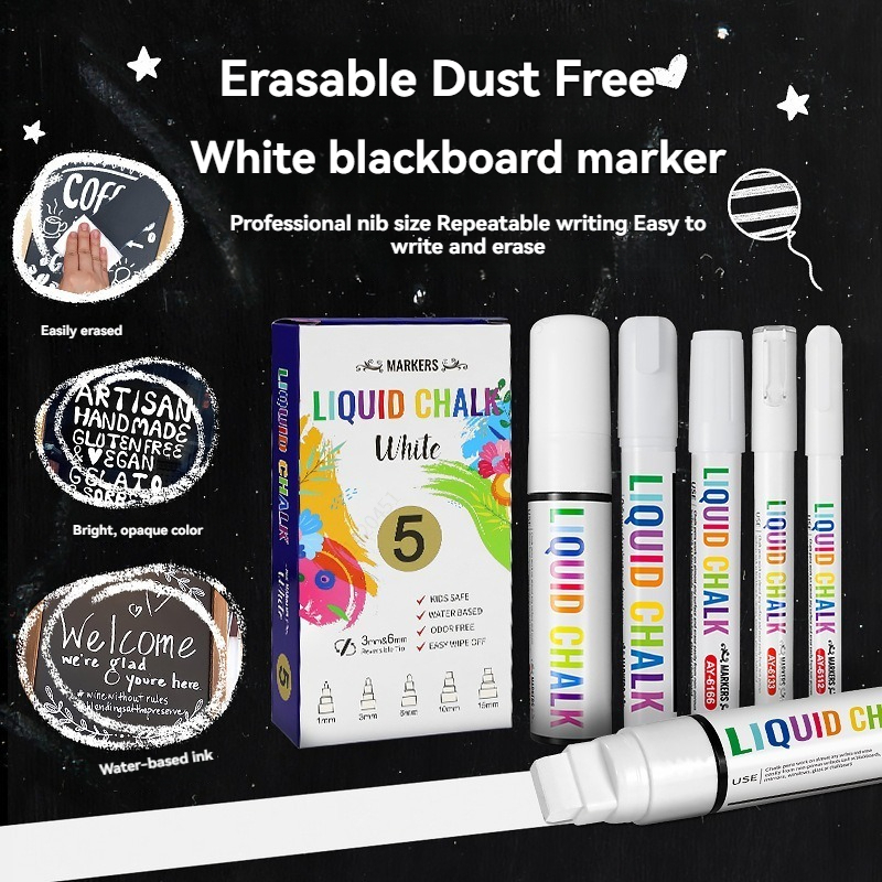 5pcs/set White Chalk Markers L – обзор и цена Whiteboard Marker Set