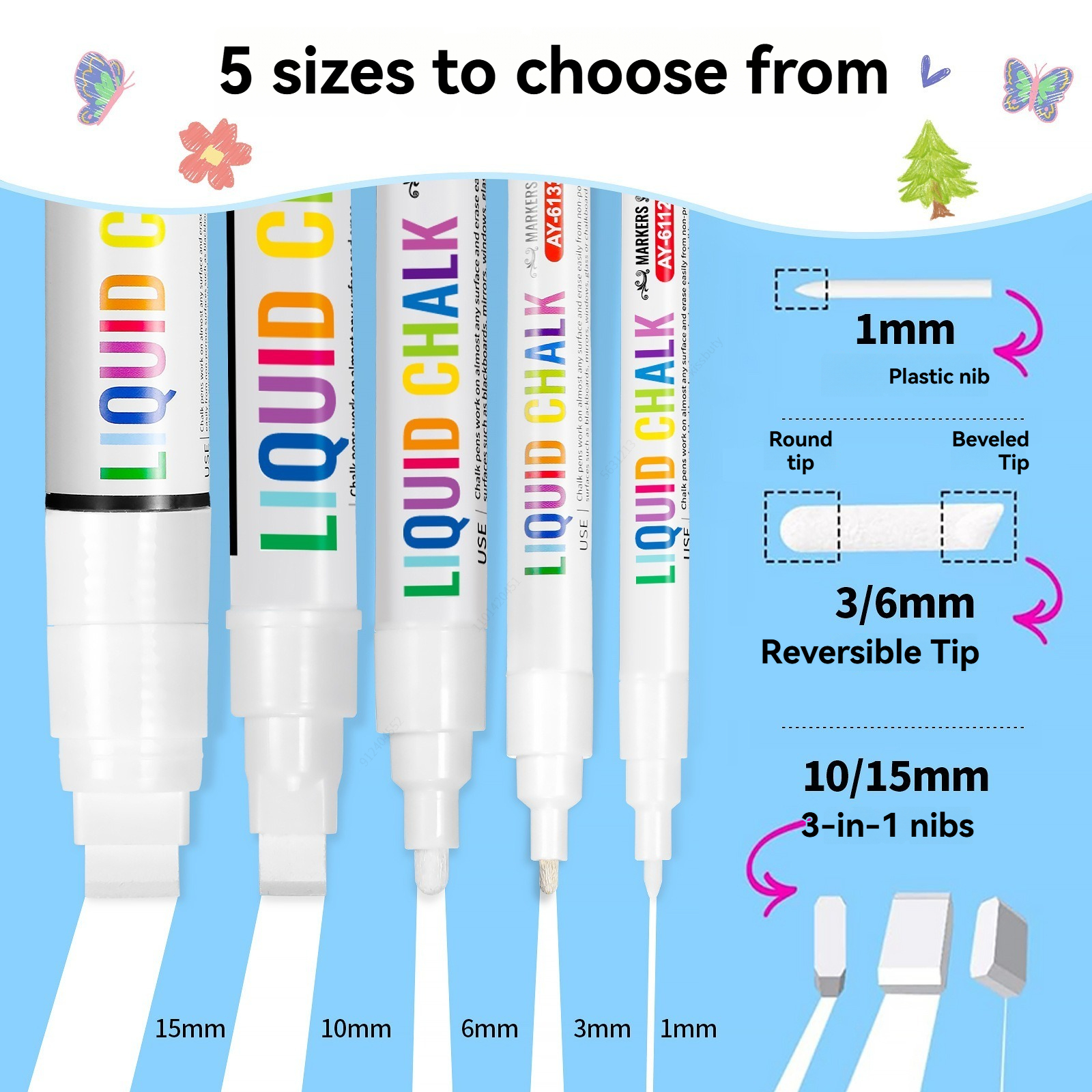 5pcs/set White Chalk Markers L – обзор и цена Whiteboard Marker Set