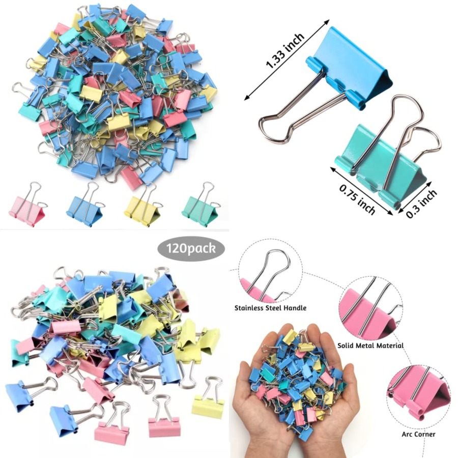 120 Pack Binder Clips 0.75 Inc – обзор и цена Binder Clip Assorted