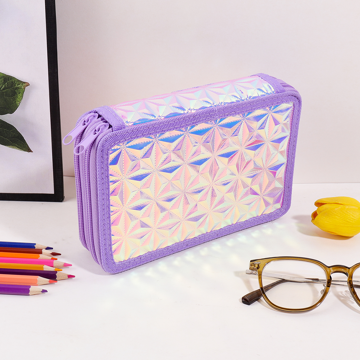 Y2K Purple Holographic Pencil  – обзор и цена Pencil Case Large