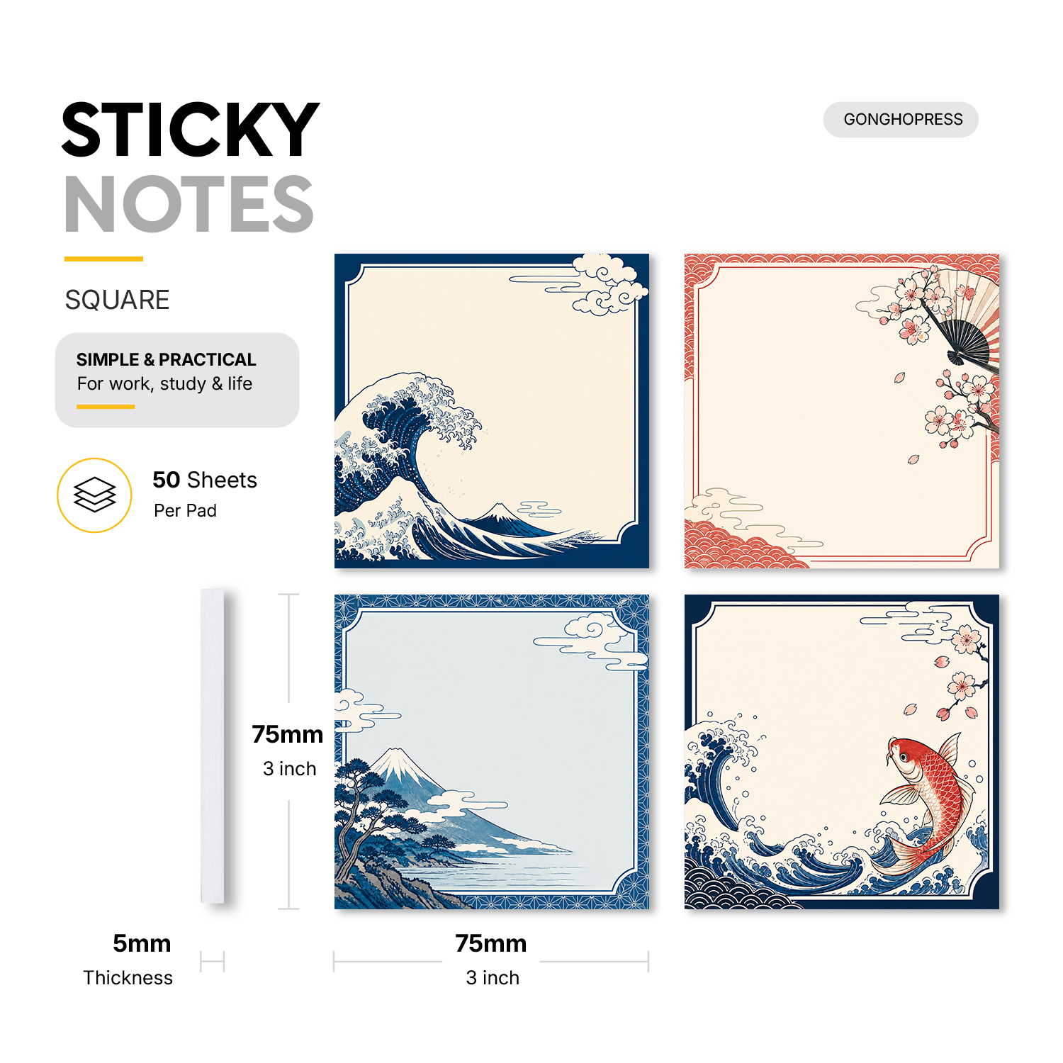 4pcs Japanese Style Sticky Not – обзор и цена Total Stationery & Office Supply