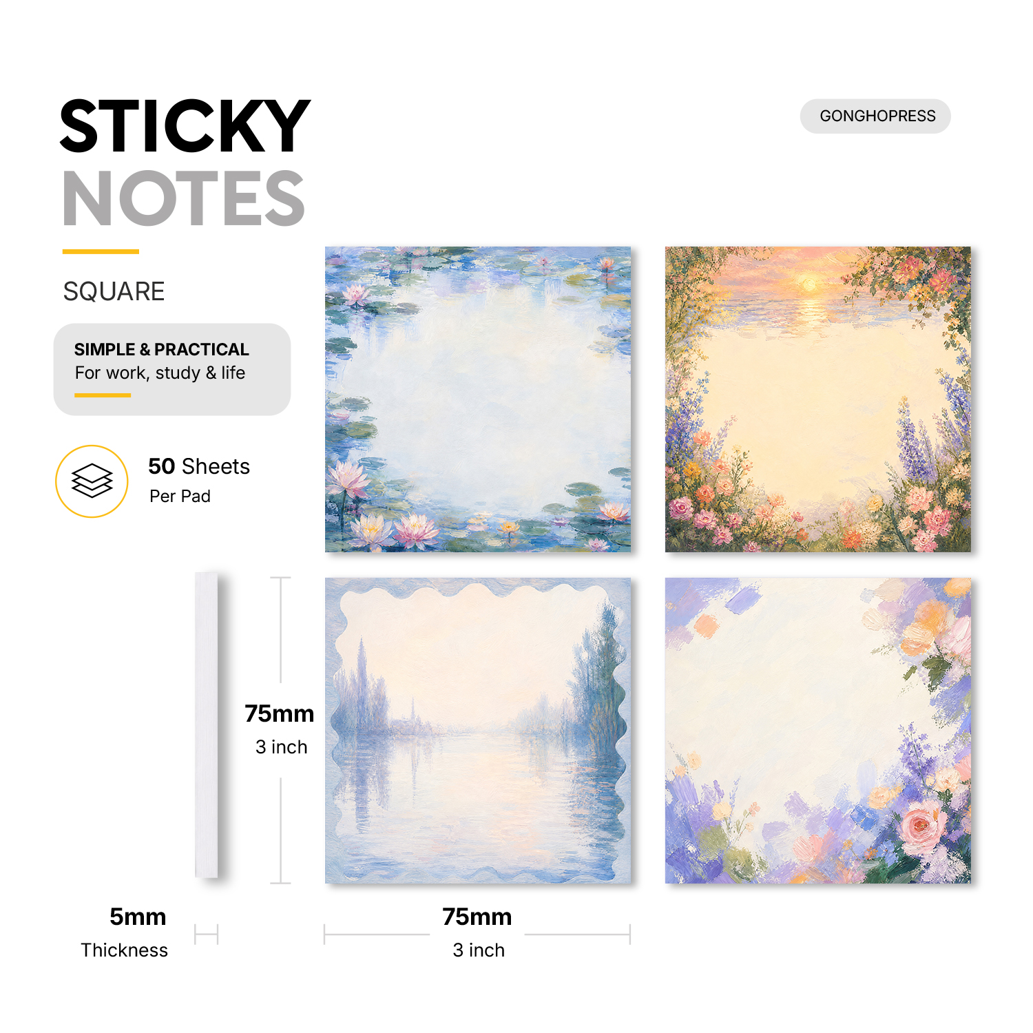 4pcs Impressionist Floral Stic – обзор и цена Total Stationery & Office Supply