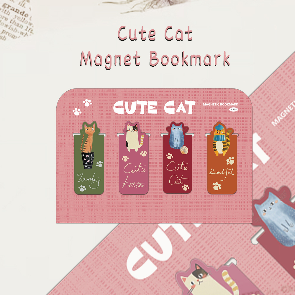 4PCS Creative Cartoon Cute Cat – обзор и цена Bookmark Magnetic Clip