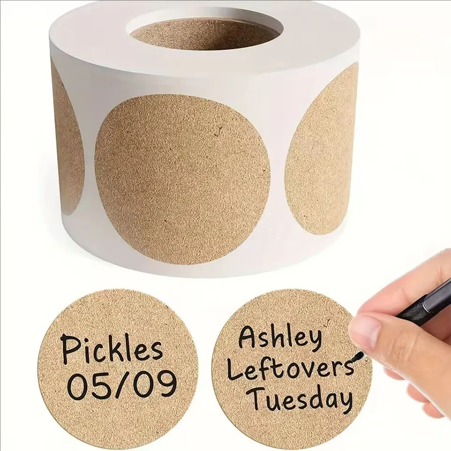 500 Pcs / 1 Roll ，kraft Round  – обзор и цена Sticker Label Roll