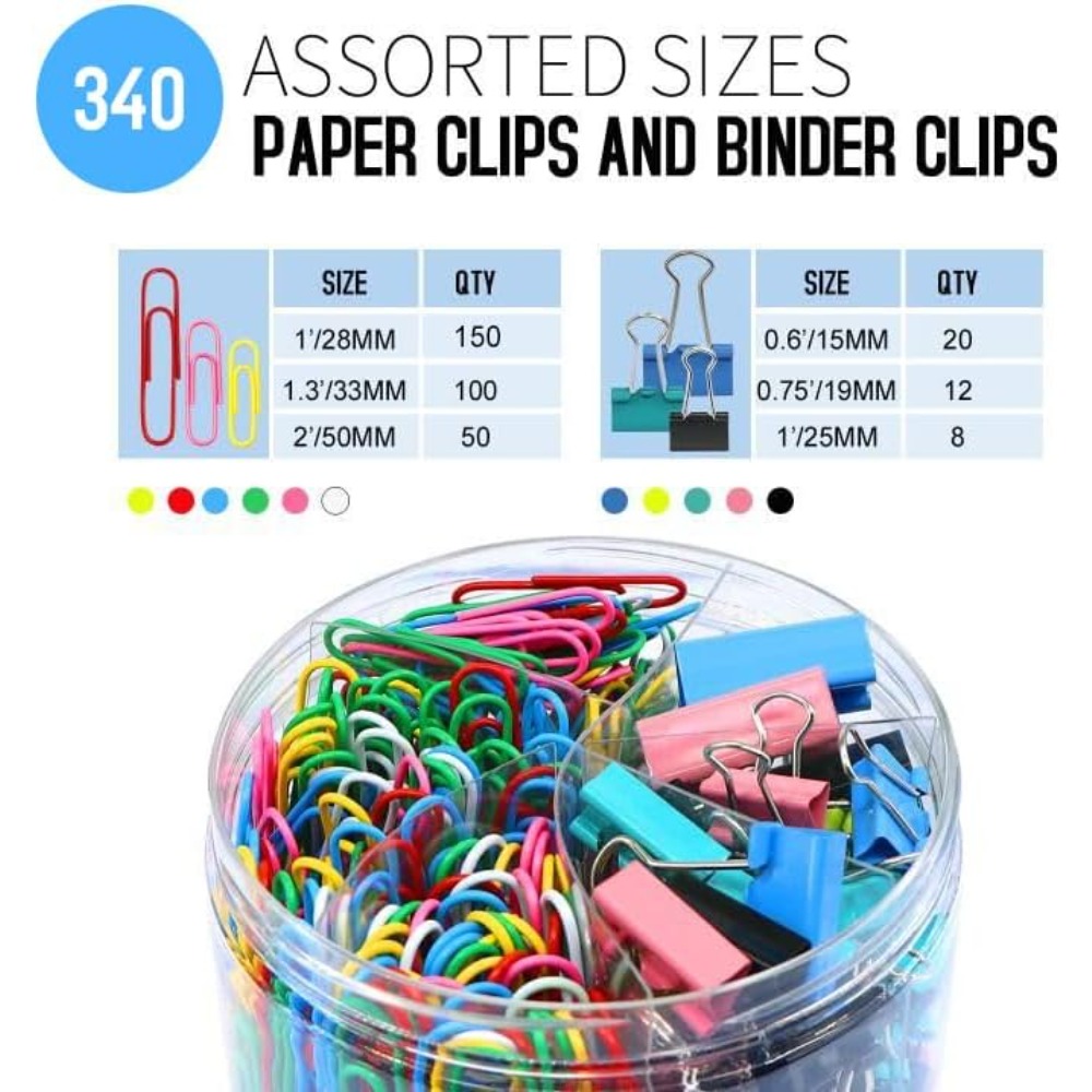 340PCS Colorful Paper Clips &  – обзор и цена Binder Clip Assorted