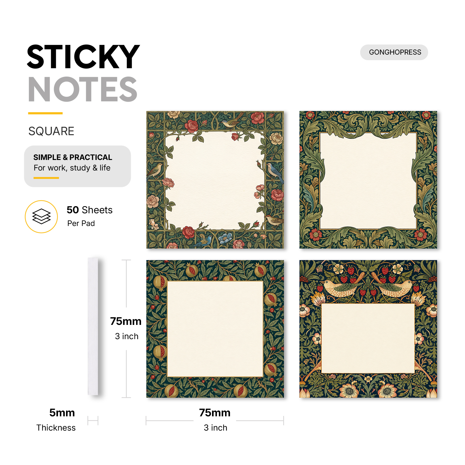 4pcs Vintage Floral Sticky Not – обзор и цена Total Stationery & Office Supply